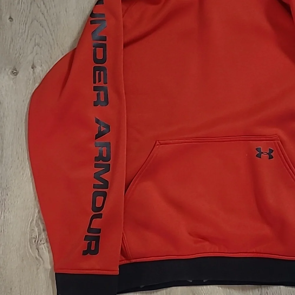 Under armour HOODY ORANGE/ RED Size yxl - Picture 3 of 8